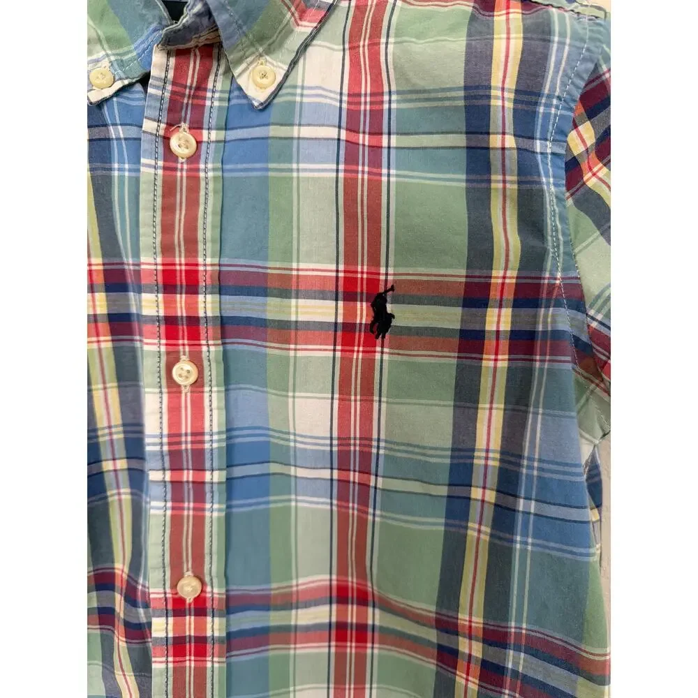 Ralph Lauren boy's plaid short-sleeve shirt SZ 7